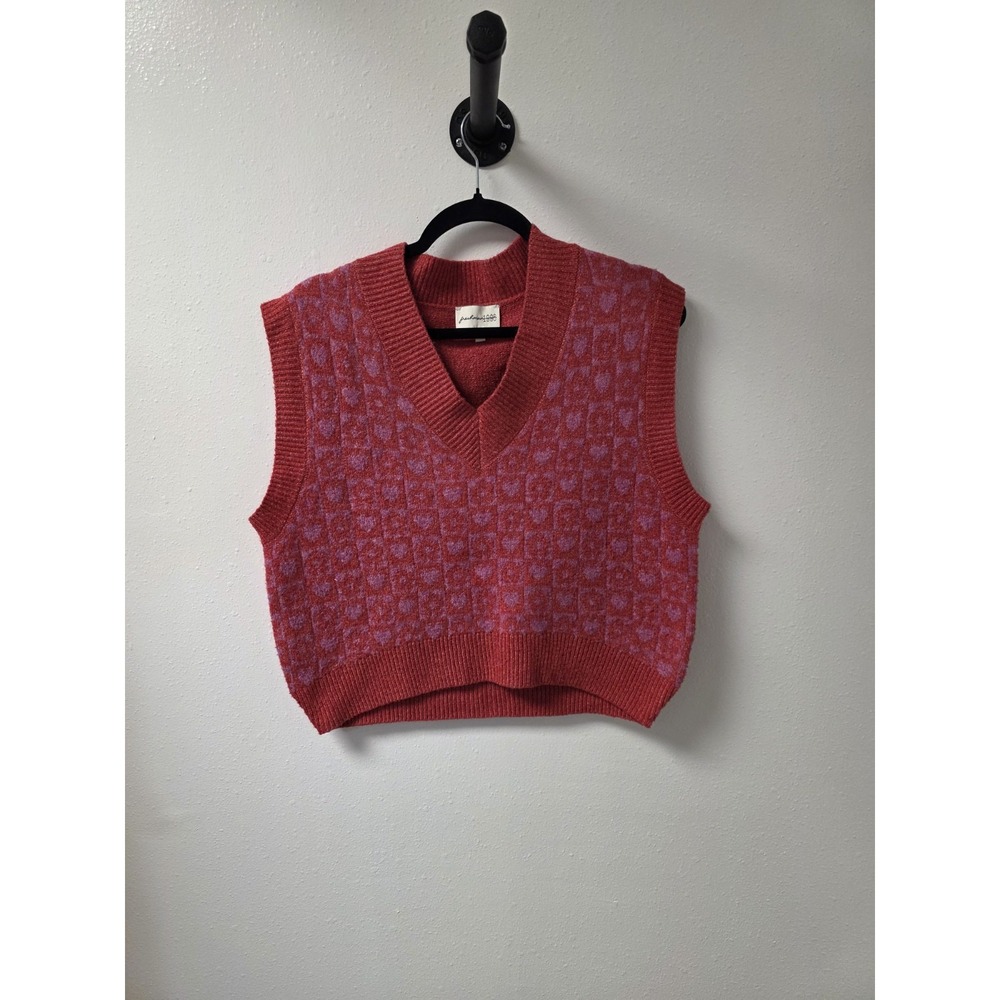 Freshman 1996 Red & Pink Heart Pattern Preppy Sweater Vest Women's‎ Size Small